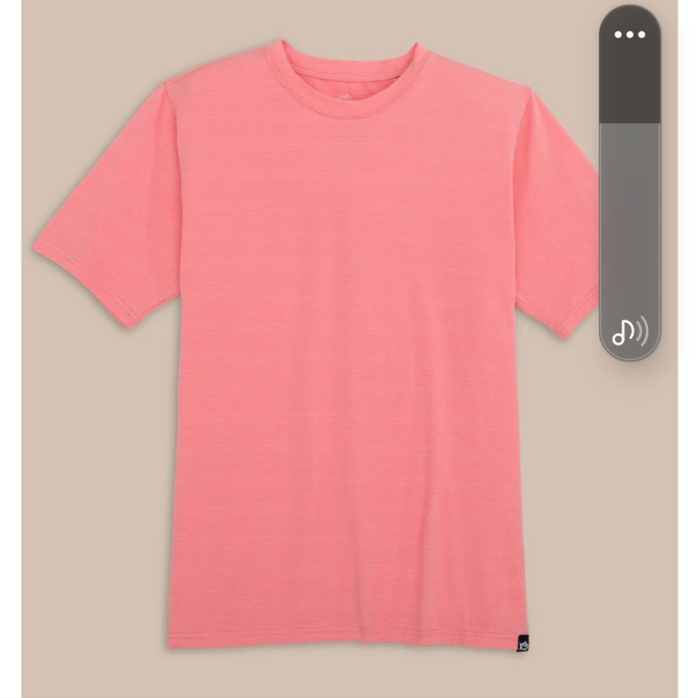 Southern Tide mens Seaport Davenport Stripe Tee Geranium Pink large NWT